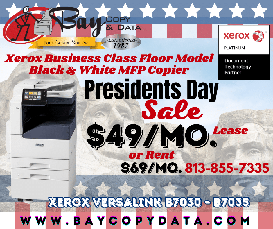 Presidents Day MFP Copier Sale. Versalink B7030 B7035 Floor Model MFP Copier on Sale in Tampa Clearwater St Pete