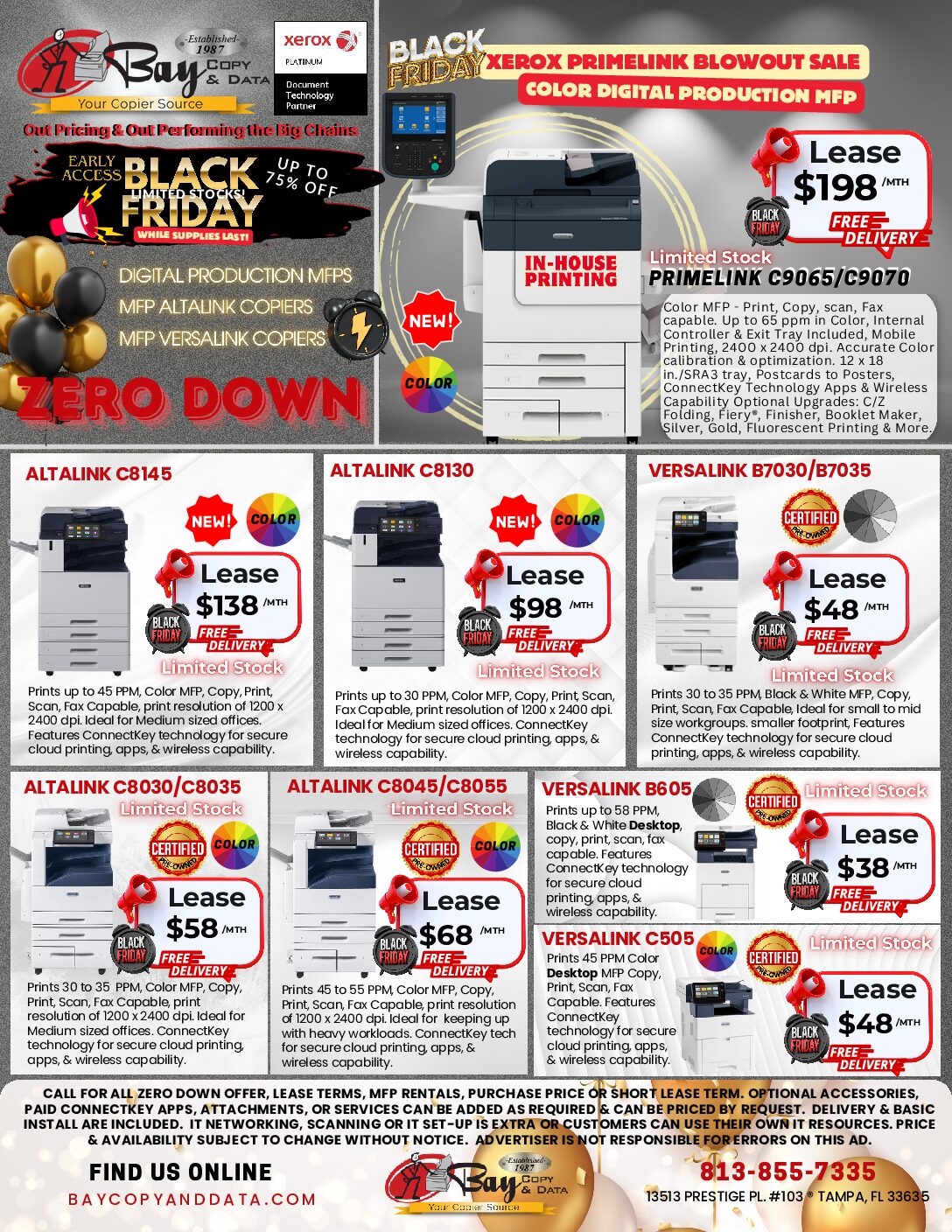 Black Friday Specials in Tampa Bay. Lowest copier prices.